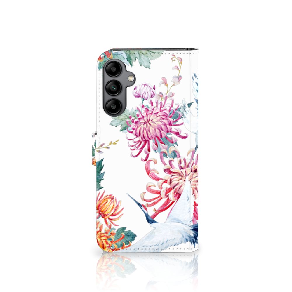 Samsung Galaxy A34 Telefoonhoesje met Pasjes Bird Flowers