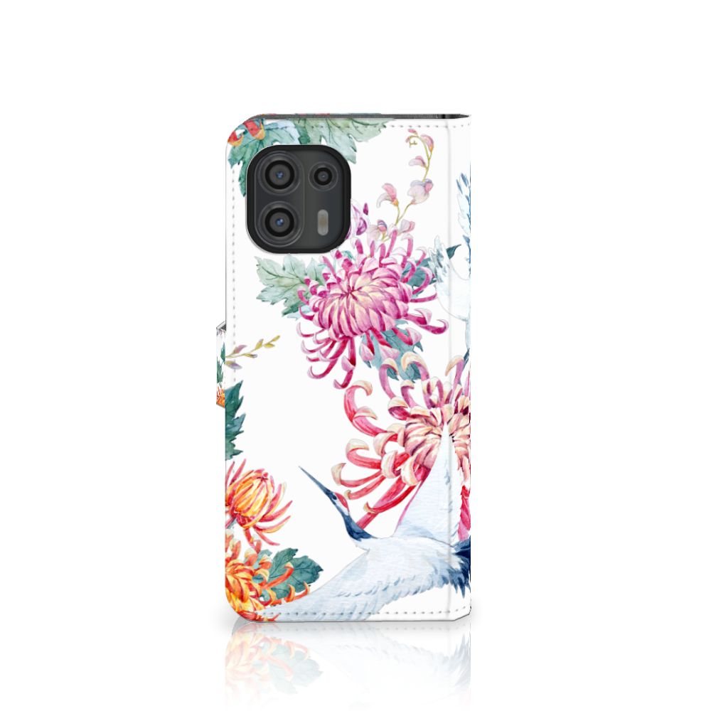Motorola Edge 20 Lite Telefoonhoesje met Pasjes Bird Flowers