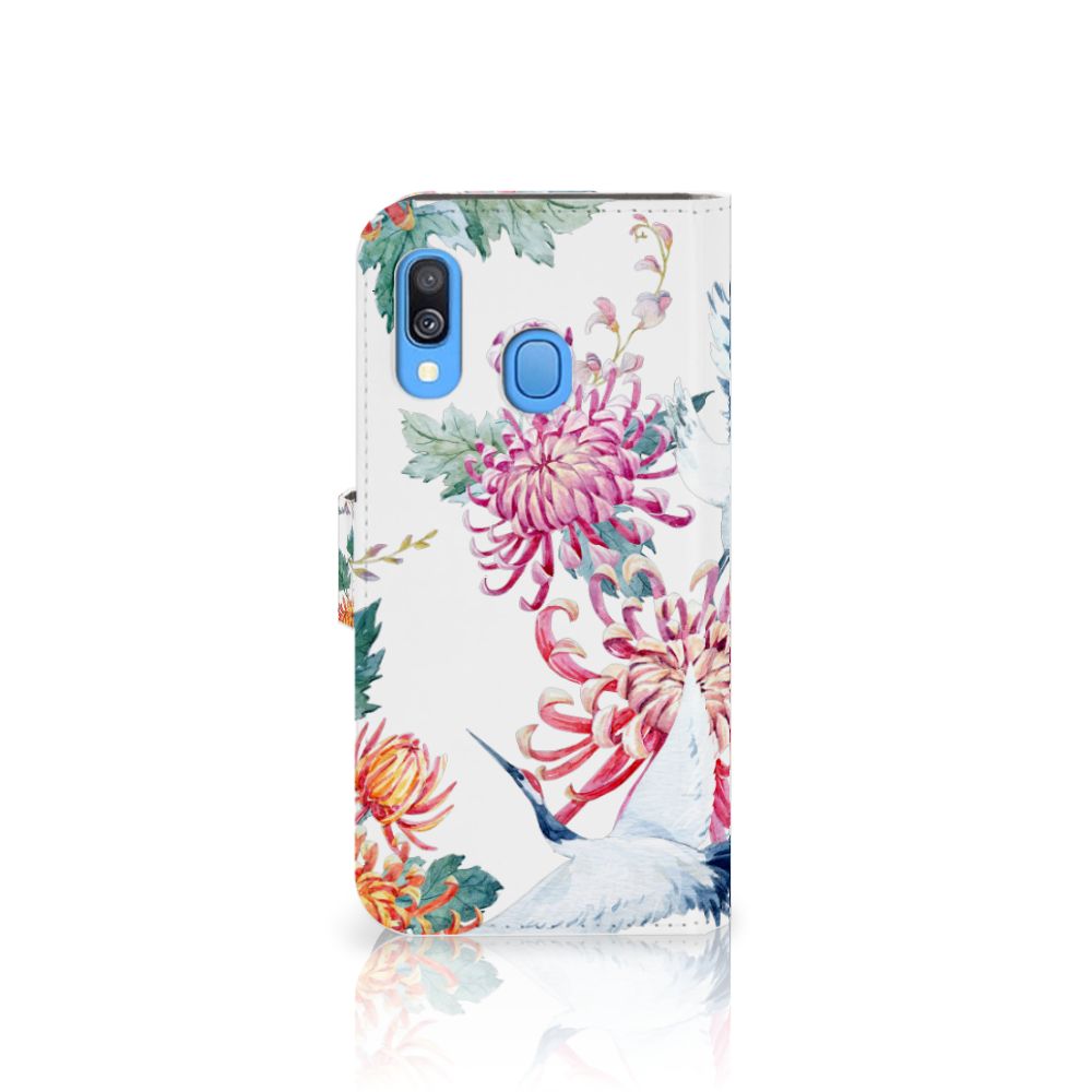 Samsung Galaxy A40 Telefoonhoesje met Pasjes Bird Flowers
