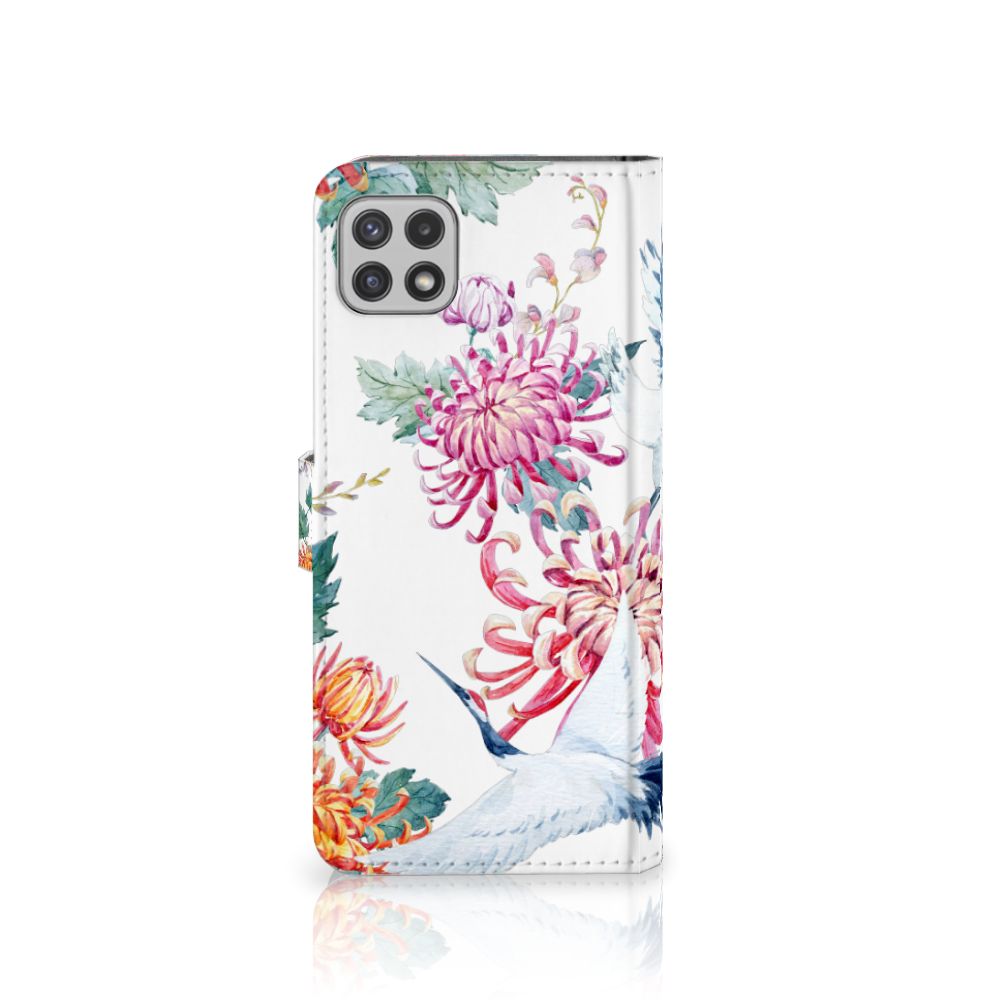 Samsung Galaxy A22 5G Telefoonhoesje met Pasjes Bird Flowers