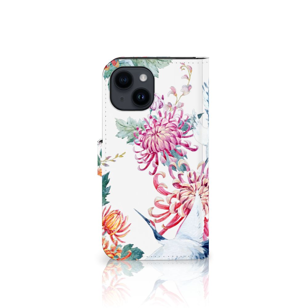 iPhone 15 Telefoonhoesje met Pasjes Bird Flowers