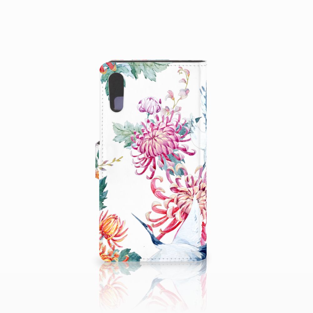 Sony Xperia XZ | Sony Xperia XZs Telefoonhoesje met Pasjes Bird Flowers