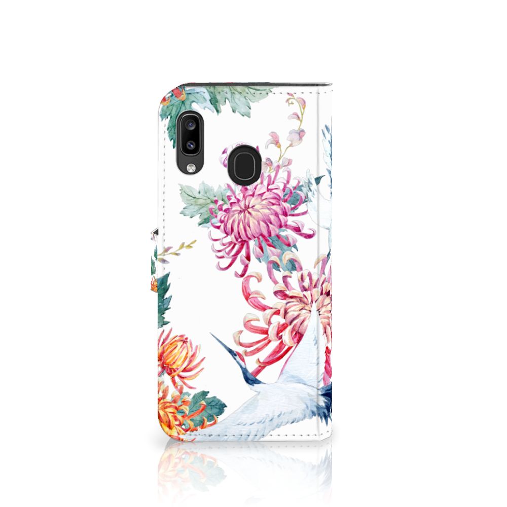 Samsung Galaxy A30 Telefoonhoesje met Pasjes Bird Flowers