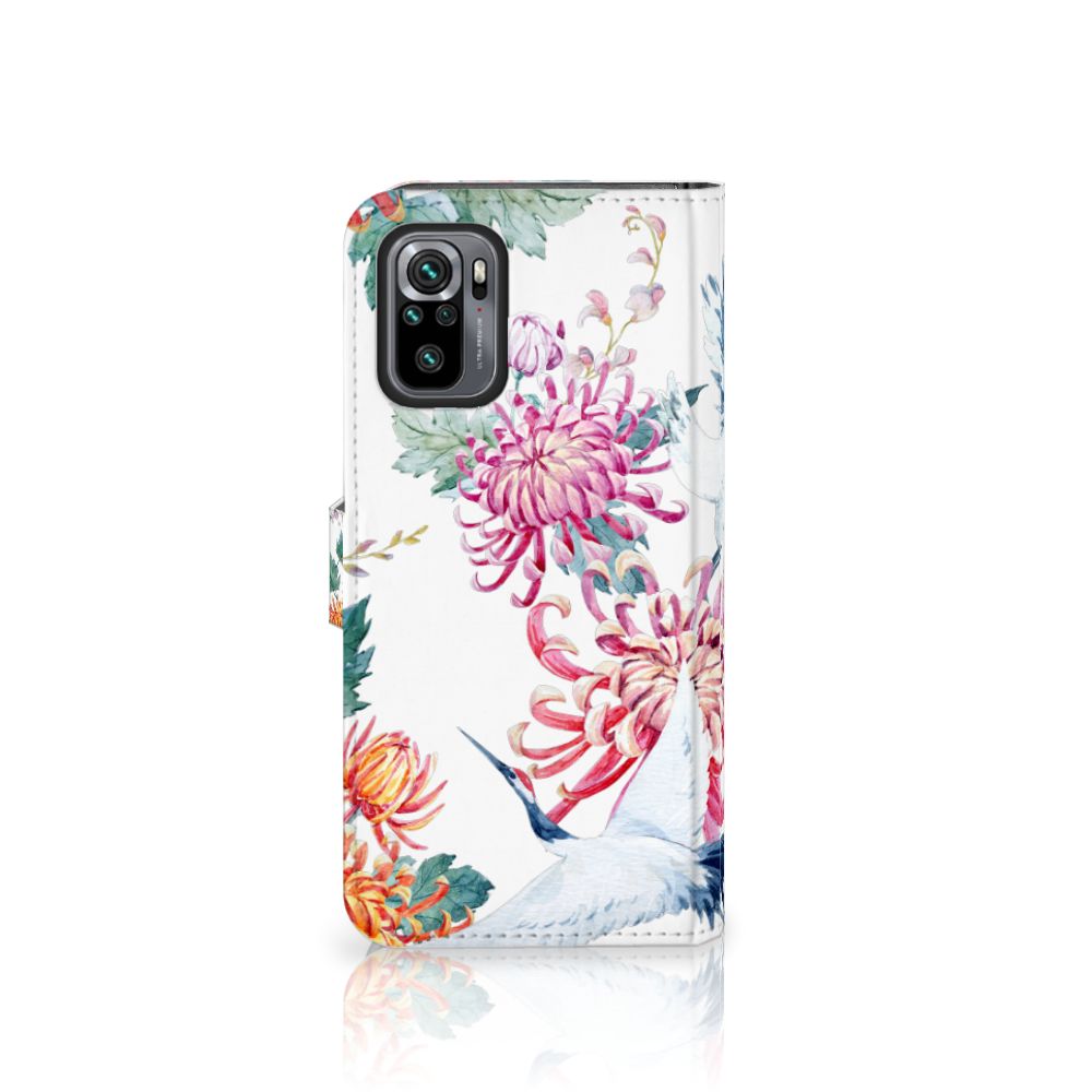 Xiaomi Redmi Note 10S | 10 4G | Poco M5s Telefoonhoesje met Pasjes Bird Flowers