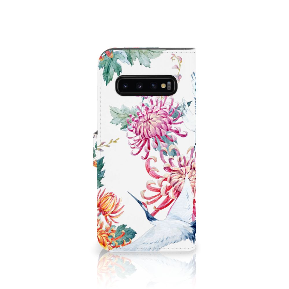 Samsung Galaxy S10 Plus Telefoonhoesje met Pasjes Bird Flowers