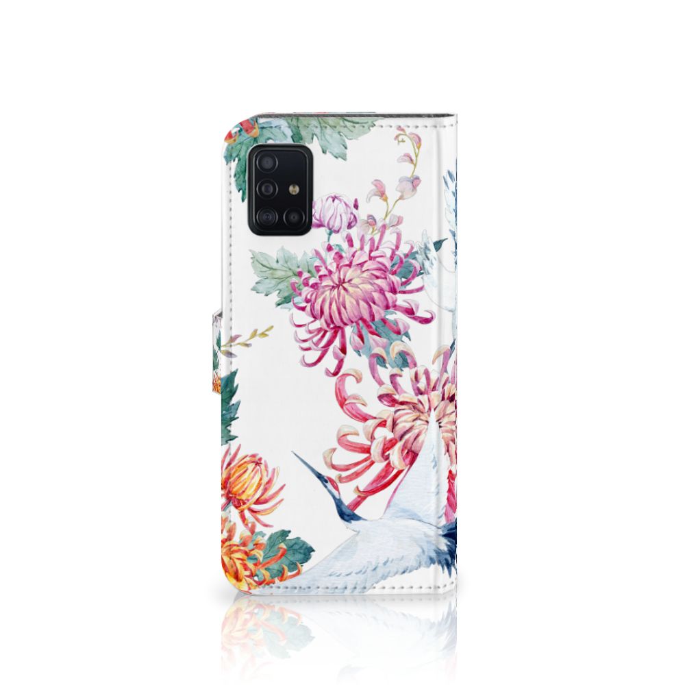 Samsung Galaxy A51 Telefoonhoesje met Pasjes Bird Flowers