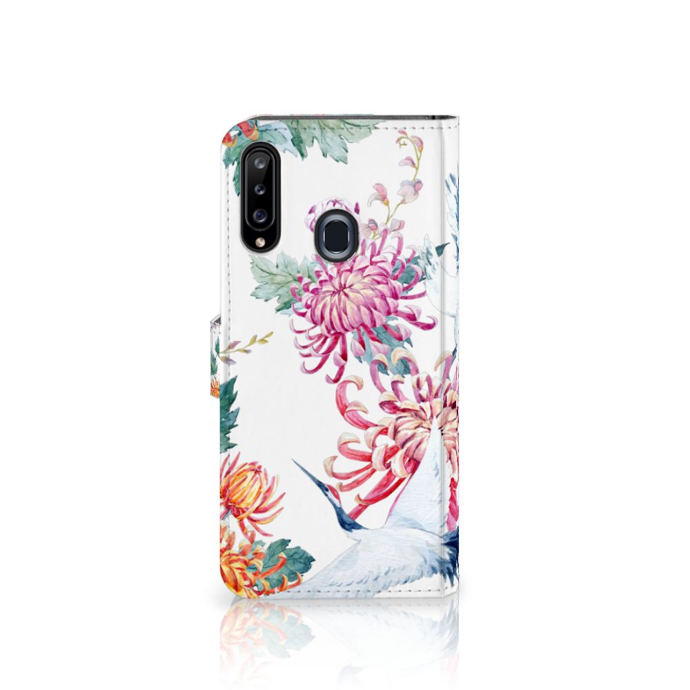 Samsung Galaxy A20s Telefoonhoesje met Pasjes Bird Flowers