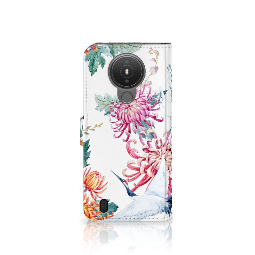 Nokia 1.4 Telefoonhoesje met Pasjes Bird Flowers