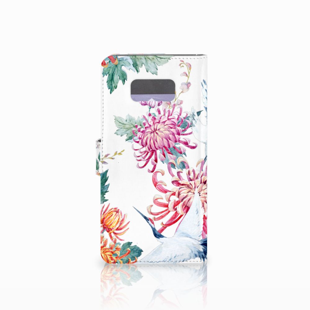 Samsung Galaxy S8 Plus Telefoonhoesje met Pasjes Bird Flowers