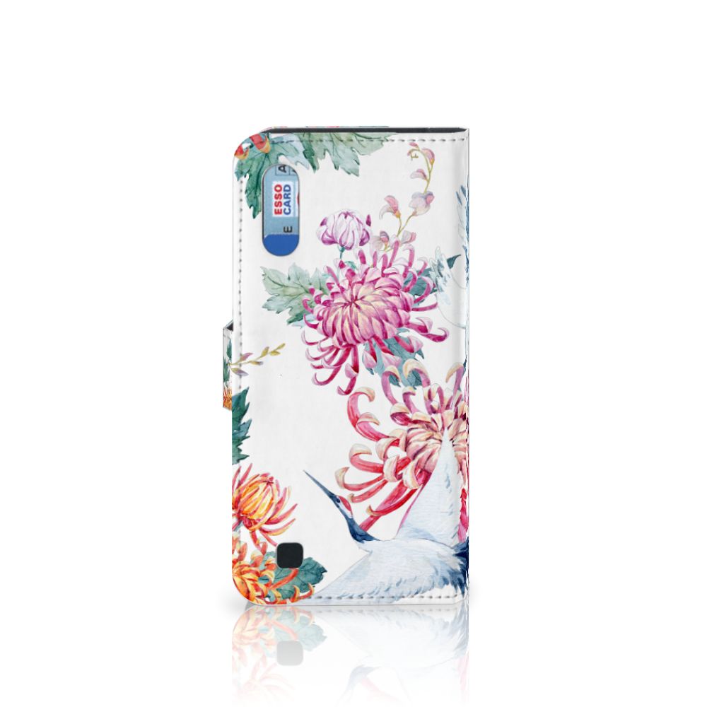 Samsung Galaxy M10 Telefoonhoesje met Pasjes Bird Flowers