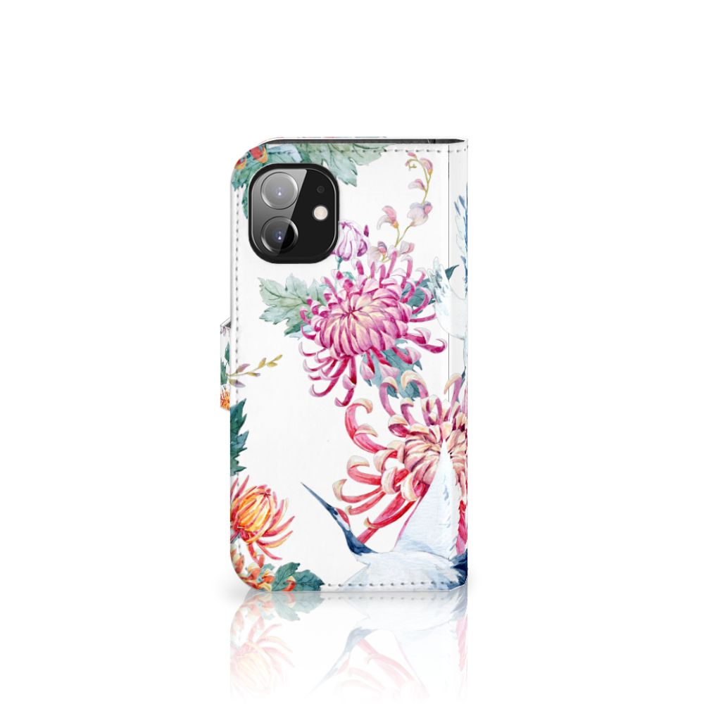 Apple iPhone 12 Mini Telefoonhoesje met Pasjes Bird Flowers