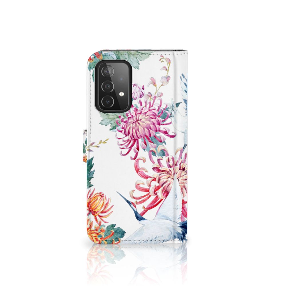Samsung Galaxy A52 Telefoonhoesje met Pasjes Bird Flowers