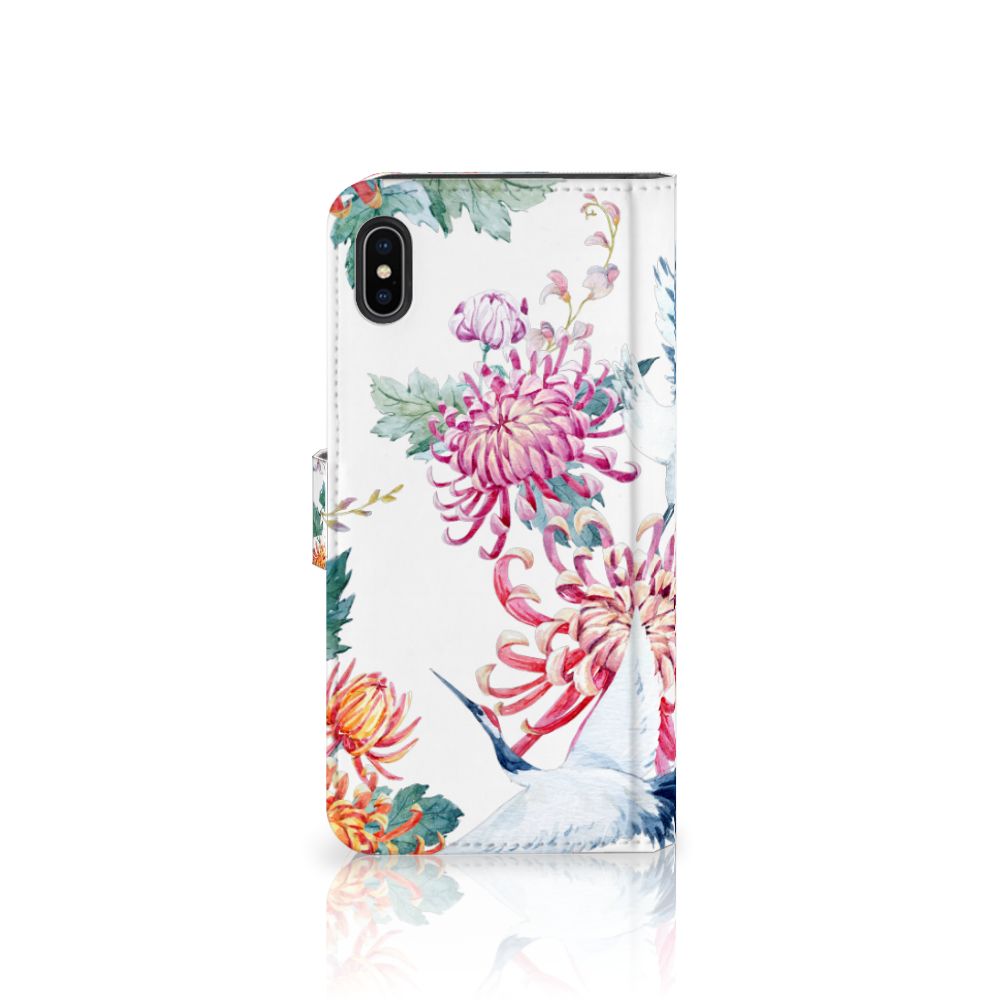 Apple iPhone Xs Max Telefoonhoesje met Pasjes Bird Flowers