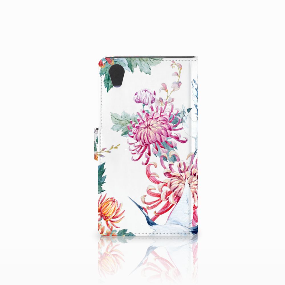 Sony Xperia L1 Telefoonhoesje met Pasjes Bird Flowers