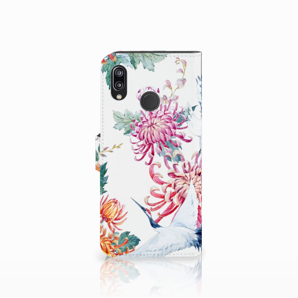 Huawei P20 Lite Telefoonhoesje met Pasjes Bird Flowers