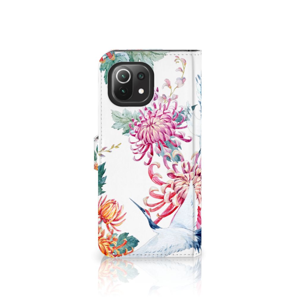 Xiaomi 11 Lite 5G NE | Mi 11 Lite Telefoonhoesje met Pasjes Bird Flowers