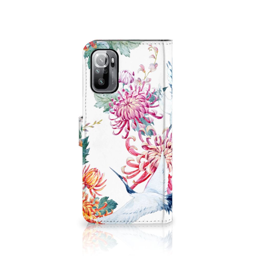 Xiaomi Redmi Note 10/10T 5G | Poco M3 Pro Telefoonhoesje met Pasjes Bird Flowers