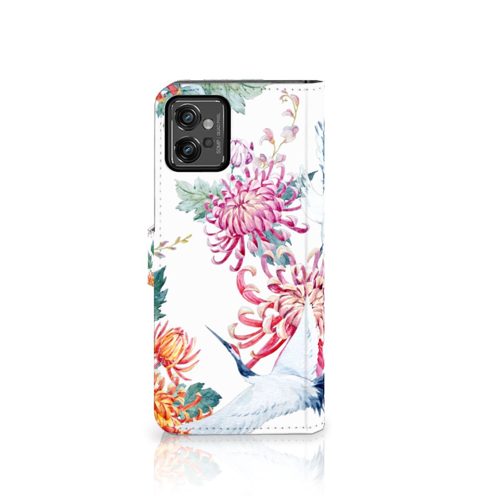 Motorola Moto G32 Telefoonhoesje met Pasjes Bird Flowers