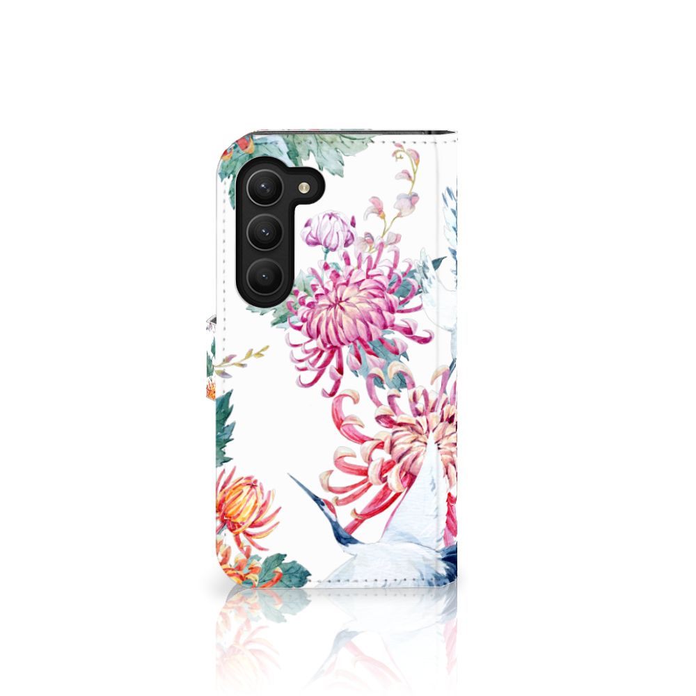 Samsung Galaxy S23 Telefoonhoesje met Pasjes Bird Flowers