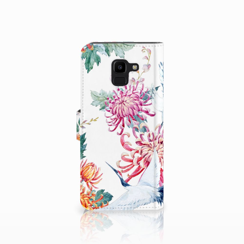 Samsung Galaxy J6 2018 Telefoonhoesje met Pasjes Bird Flowers