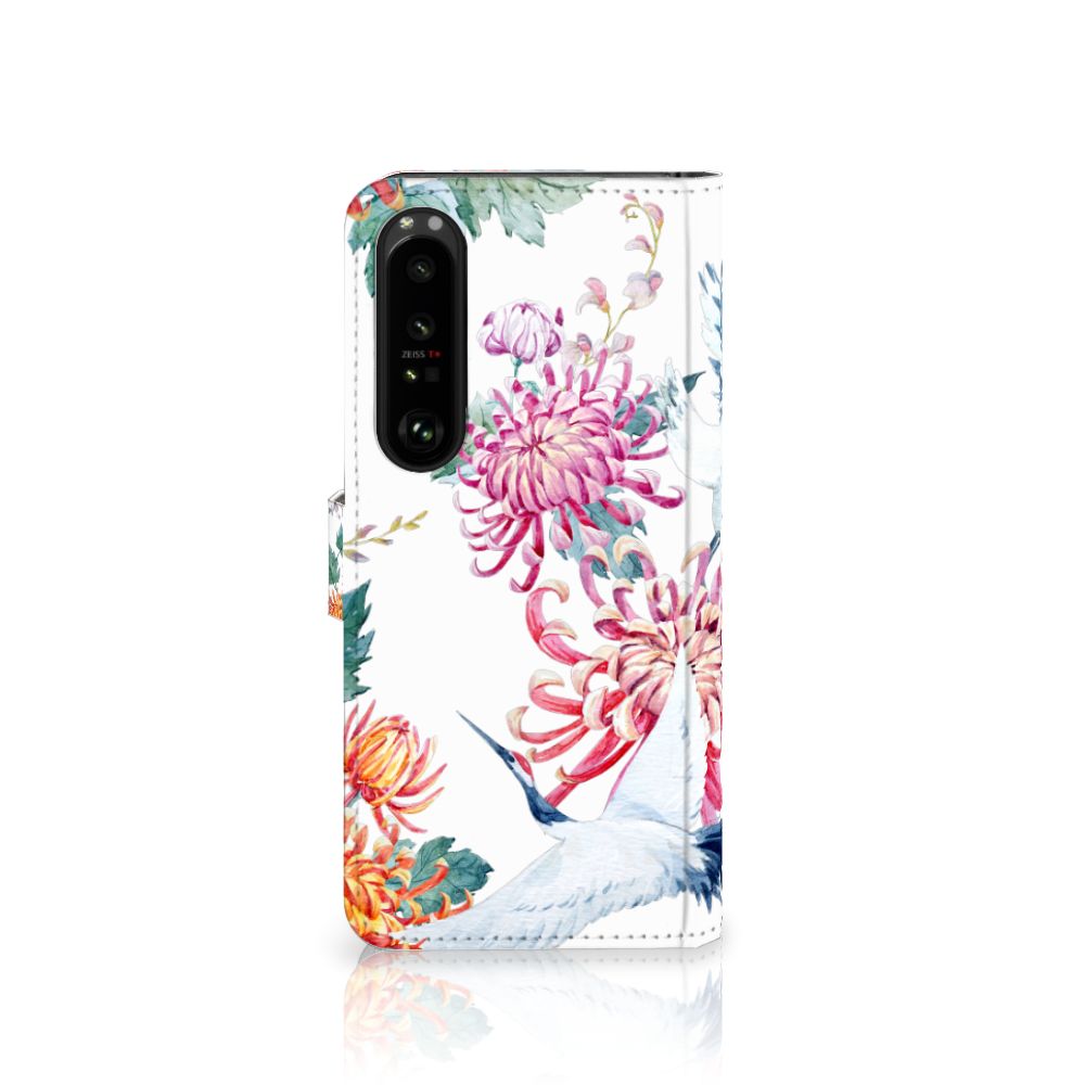 Sony Xperia 1 IV Telefoonhoesje met Pasjes Bird Flowers