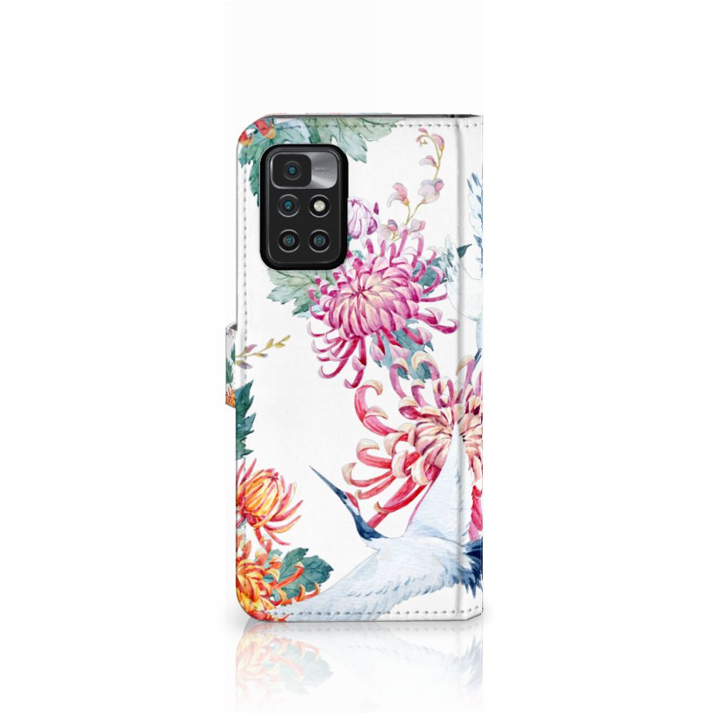 Xiaomi Redmi 10 Telefoonhoesje met Pasjes Bird Flowers