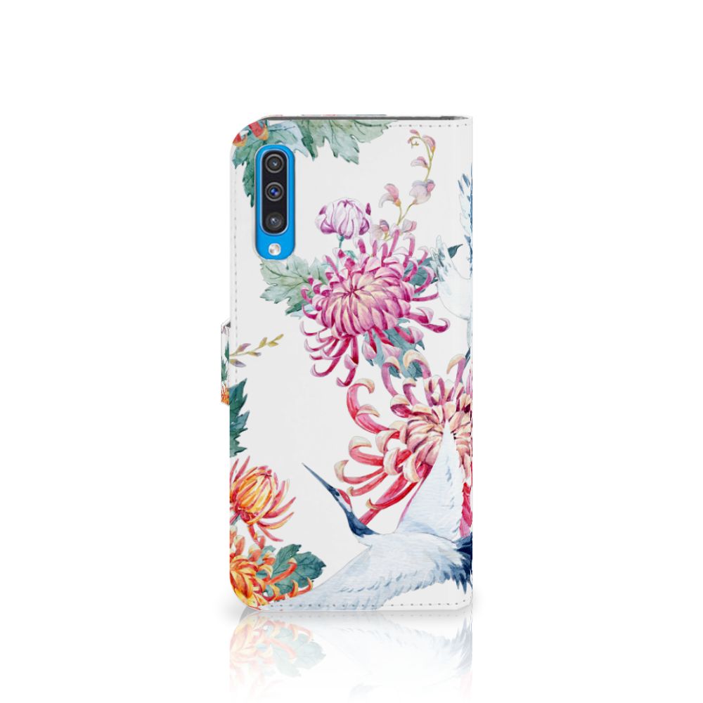 Samsung Galaxy A50 Telefoonhoesje met Pasjes Bird Flowers