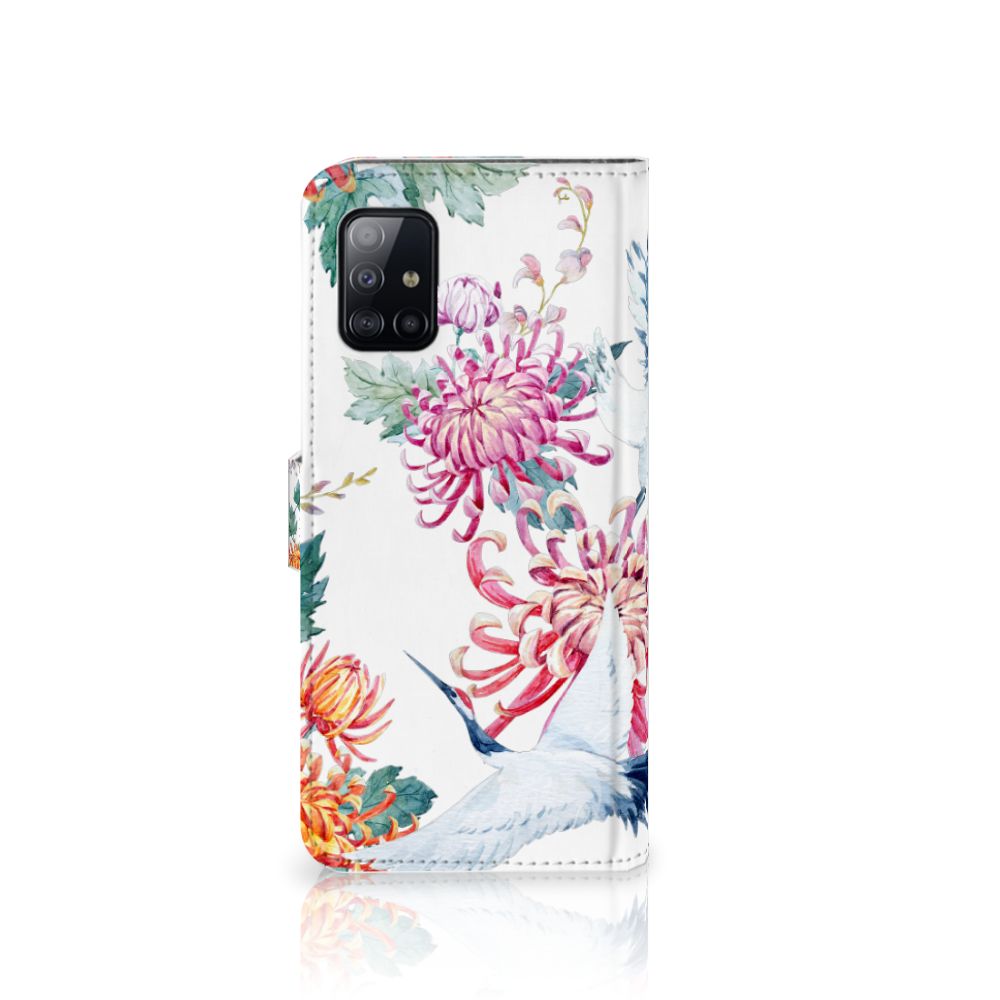 Samsung Galaxy A71 Telefoonhoesje met Pasjes Bird Flowers