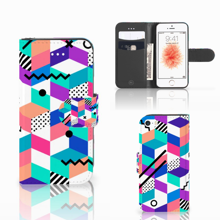 Apple iPhone 5 | 5s | SE Boekhoesje Design Blocks Colorful