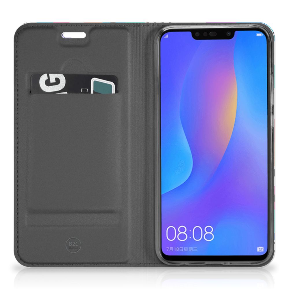 Huawei P Smart Plus Stand Case Blokken Kleurrijk