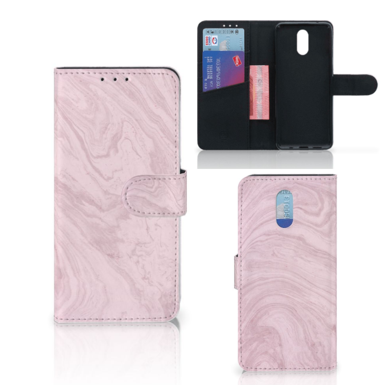 Nokia 2.3 Bookcase Marble Pink - Origineel Cadeau Vriendin
