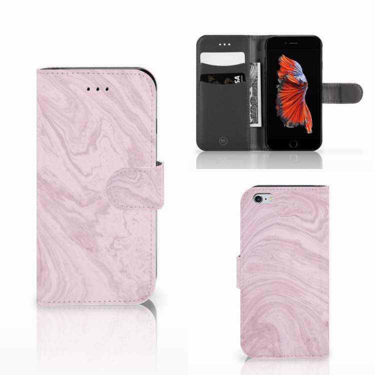 Apple iPhone 6 | 6s Bookcase Marble Pink - Origineel Cadeau Vriendin