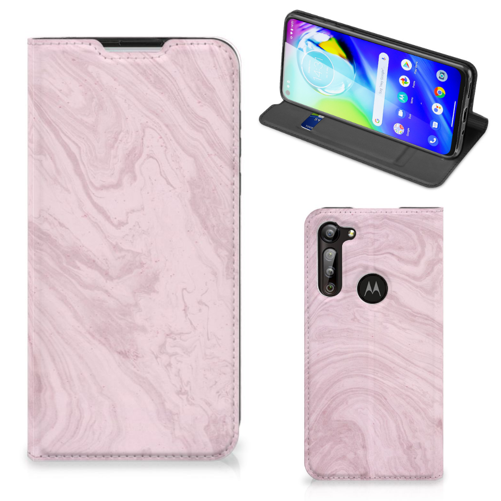 Motorola Moto G8 Power Standcase Marble Pink - Origineel Cadeau Vriendin