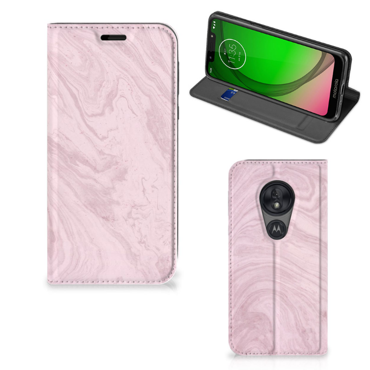 Motorola Moto G7 Play Standcase Marble Pink - Origineel Cadeau Vriendin