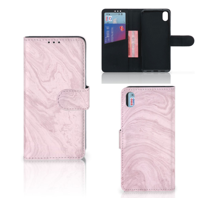 Xiaomi Redmi 7A Bookcase Marble Pink - Origineel Cadeau Vriendin