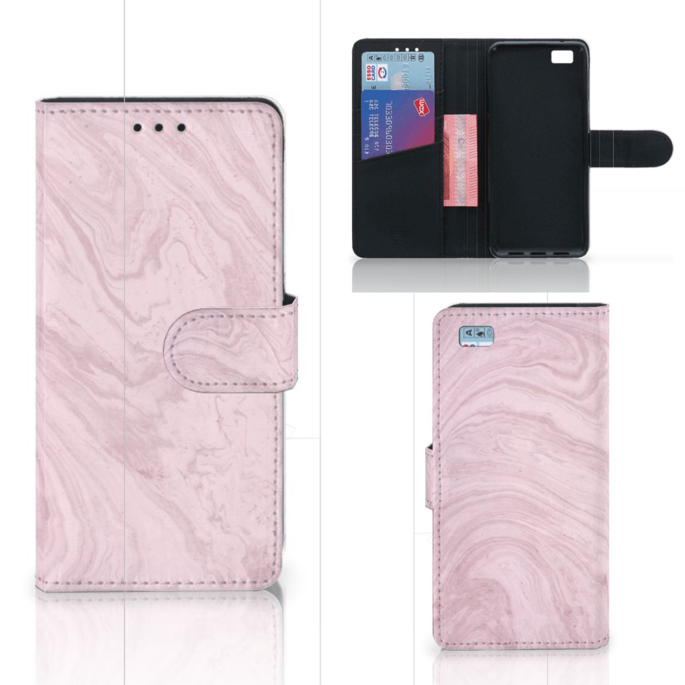 Huawei Ascend P8 Lite Bookcase Marble Pink - Origineel Cadeau Vriendin