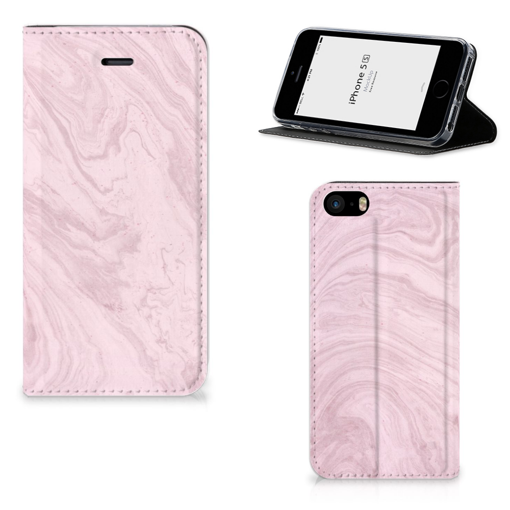 iPhone SE|5S|5 Standcase Marble Pink - Origineel Cadeau Vriendin