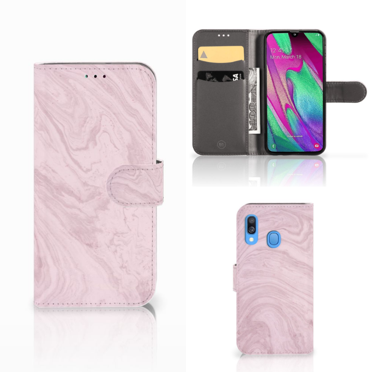 Samsung Galaxy A40 Bookcase Marble Pink - Origineel Cadeau Vriendin
