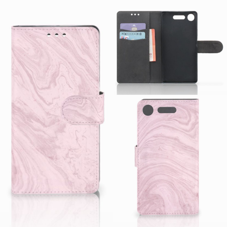 Sony Xperia XZ1 Bookcase Marble Pink - Origineel Cadeau Vriendin