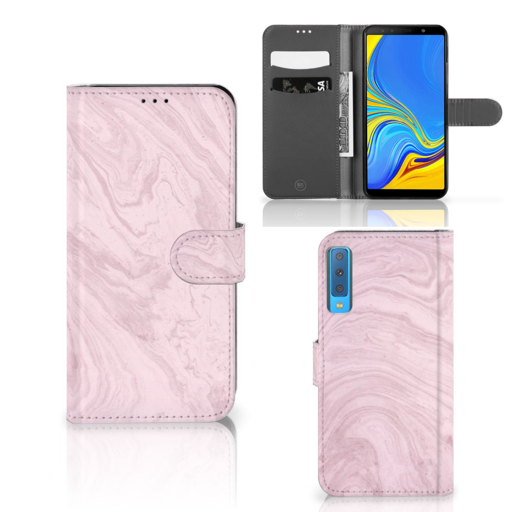 Samsung Galaxy A7 (2018) Bookcase Marble Pink - Origineel Cadeau Vriendin