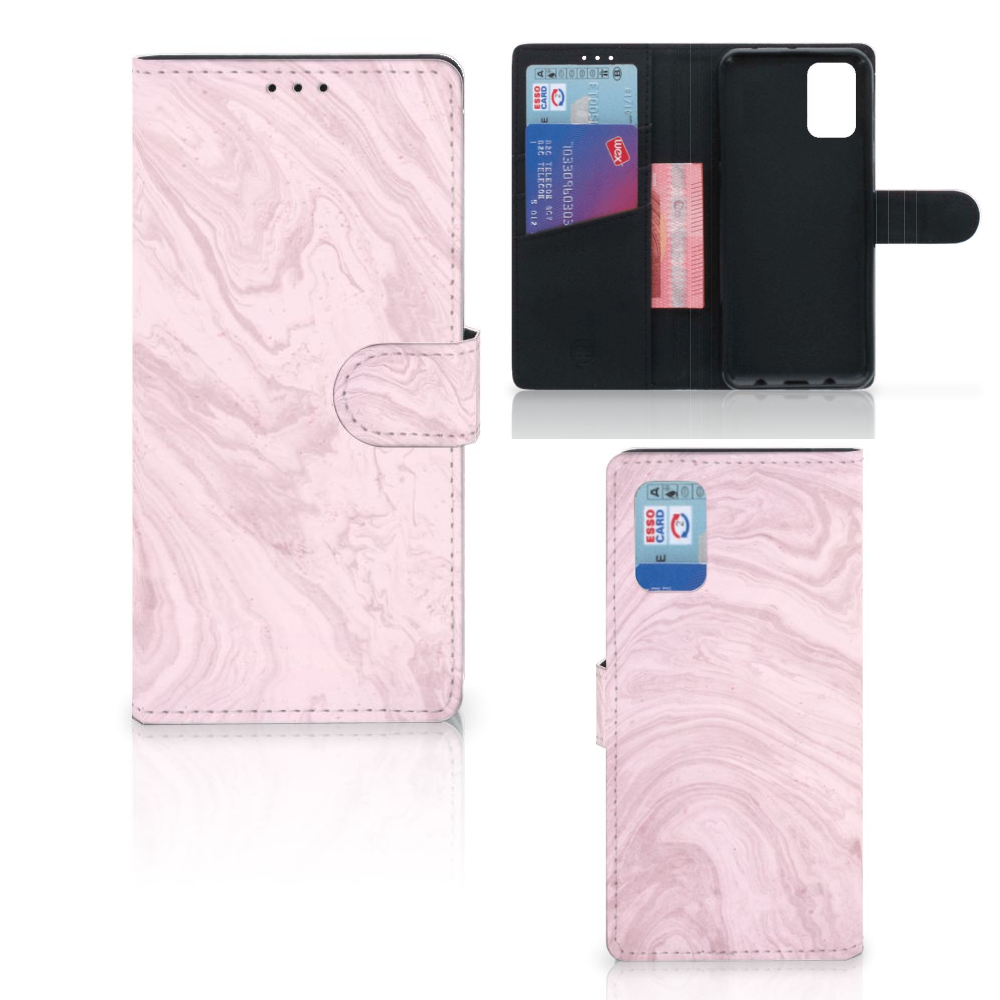 Samsung Galaxy A02s | M02s Bookcase Marble Pink - Origineel Cadeau Vriendin