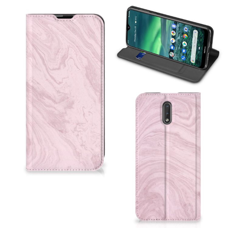 Nokia 2.3 Standcase Marble Pink - Origineel Cadeau Vriendin