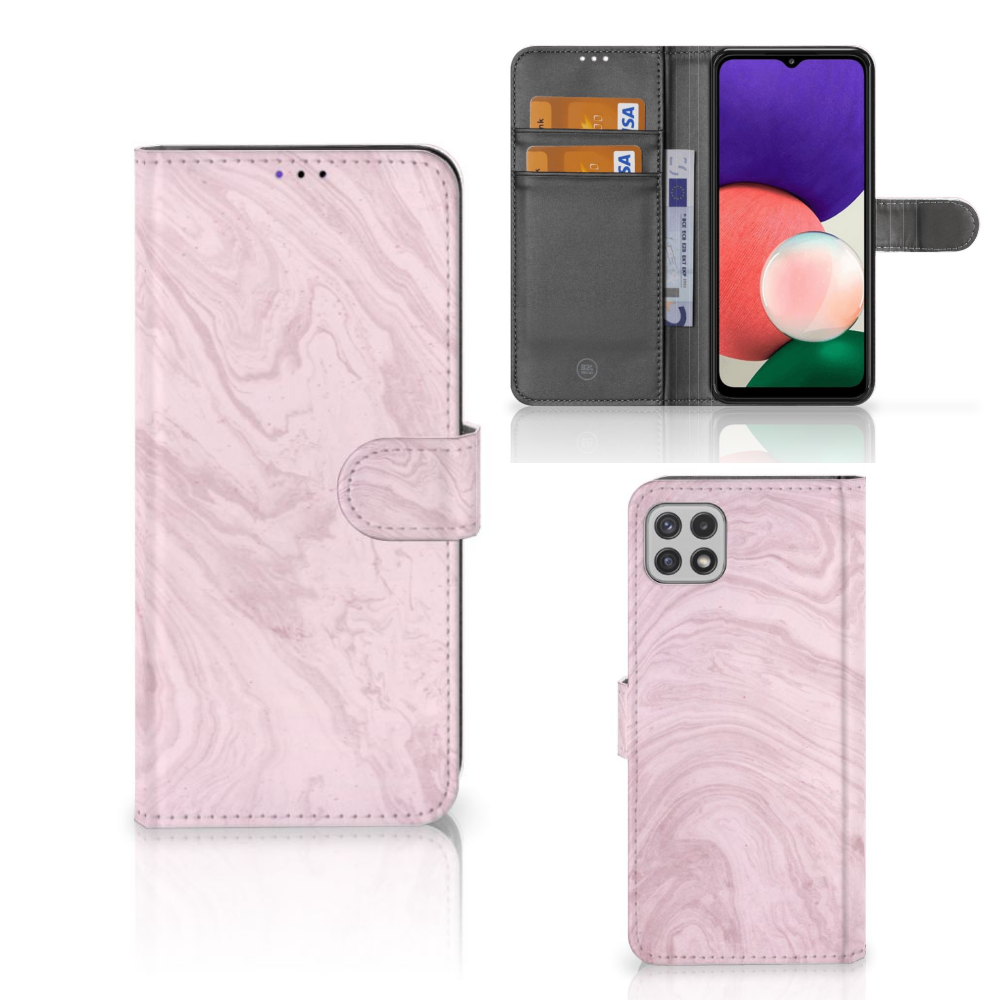 Samsung Galaxy A22 5G Bookcase Marble Pink - Origineel Cadeau Vriendin