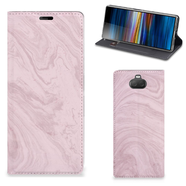 Sony Xperia 10 Plus Standcase Marble Pink - Origineel Cadeau Vriendin