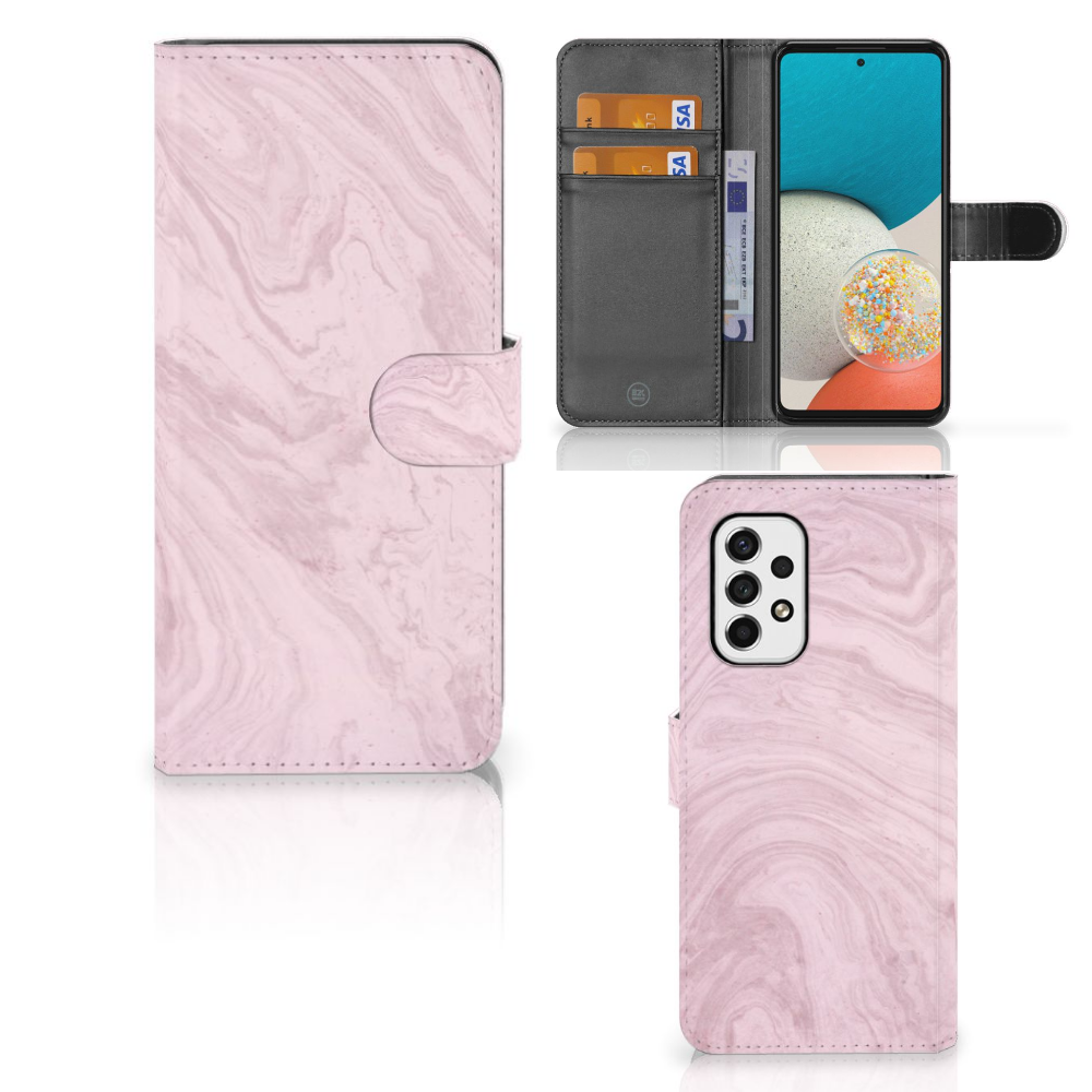 Samsung Galaxy A53 Bookcase Marble Pink - Origineel Cadeau Vriendin