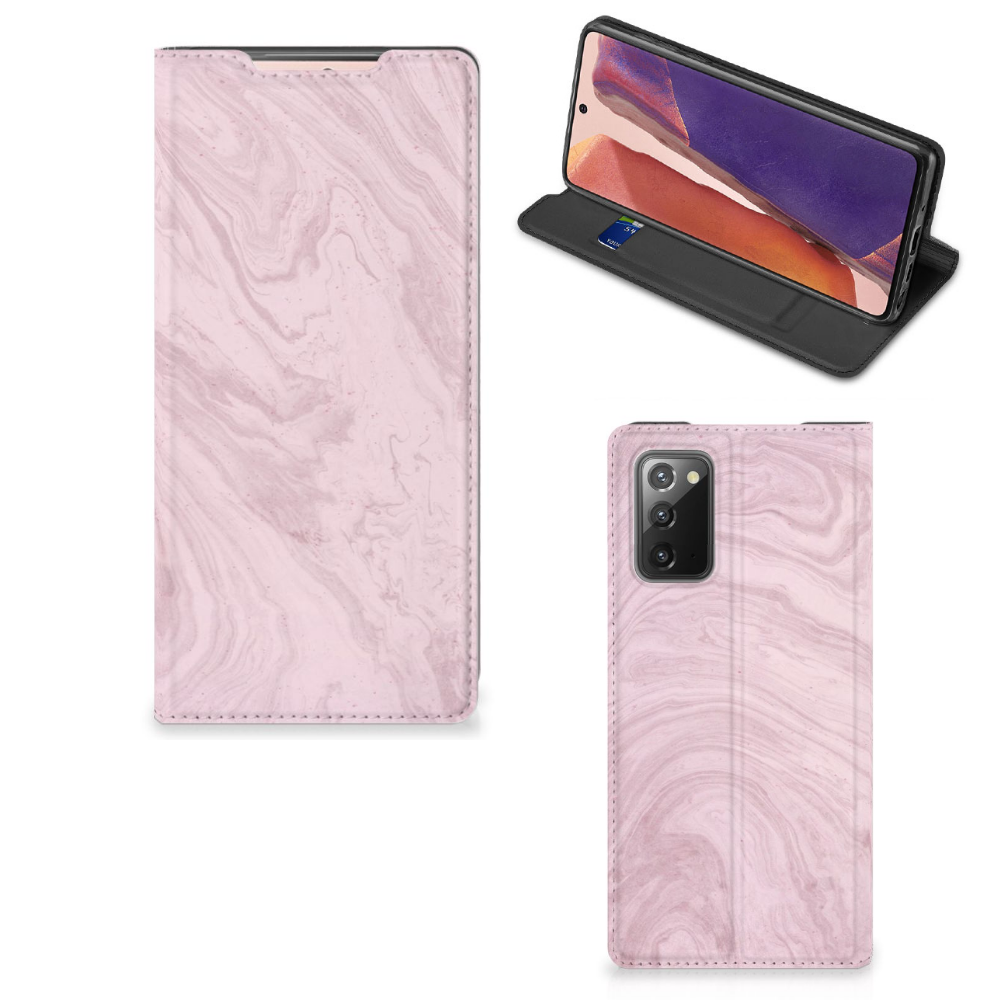 Samsung Galaxy Note20 Standcase Marble Pink - Origineel Cadeau Vriendin