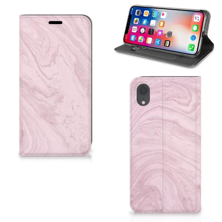 Apple iPhone Xr Standcase Hoesje Marble Pink
