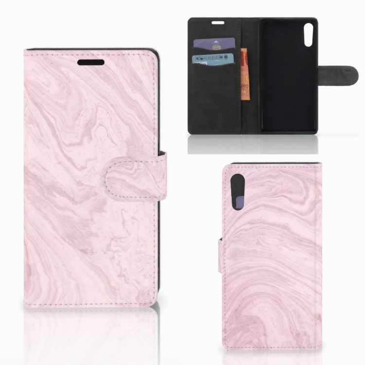Sony Xperia XZ | Sony Xperia XZs Bookcase Marble Pink - Origineel Cadeau Vriendin