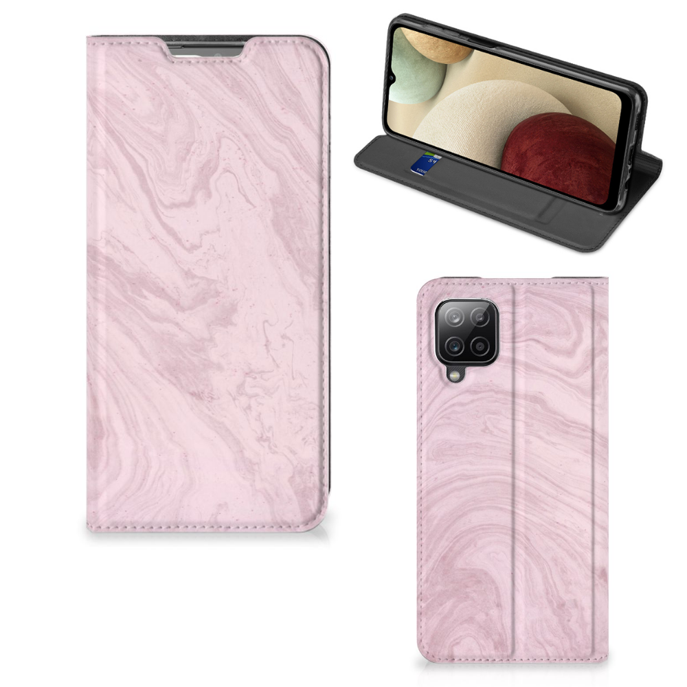 Samsung Galaxy A12 Standcase Marble Pink - Origineel Cadeau Vriendin