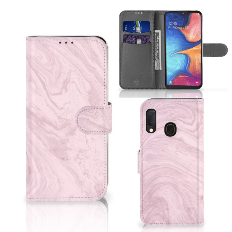 Samsung Galaxy A20e Bookcase Marble Pink - Origineel Cadeau Vriendin